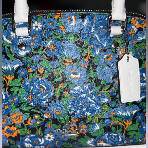 Coach Sierra Mini Rose Meadow Blue Floral Satchel - Picture 5 of 12